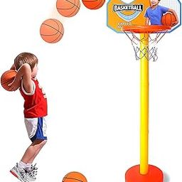 DT Playcrafter Adjustable Height Basketball Set for Kids | Mini Basketball Hoop with Stand & Net | Indoor Outdoor Sports Toy Game for Boys & Girls Age 2-5 Years-7