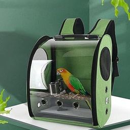 CALANDIS Birds Carrier Cage Shoulder Bag Pet Parrot Travel Breathable Backpack Green-image-47