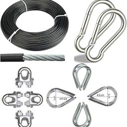 FITIFY Gym Machine Cable Wire (6mm) with Locking Accessories – ULocks, Eye Locks & Snap Hooks (Black Wire, 5 Meter)-1