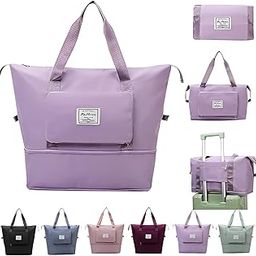 41L Expandable Duffel Travel Bag | Foldable Waterproof Vanity Bag | Oxford Fabric Lightweight Weekender | Dry & Wet Separation | Multipurpose Carry-On Luggage (Travel Trolly Bag, 1)-image-24