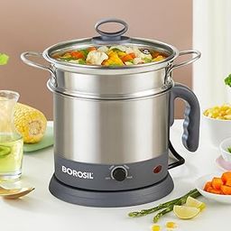 Borosil 1.3L 600W Stainless Steel Quick Multipurpose Electric Kettle with Egg Tray, Idli Stand, Steamer & Grill Plate | 360° Rotating Base, Auto Cutoff, Overheat & Dry Boil Protection, 1 Year Warranty-28