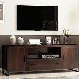 Peedha Studios Solid Sheesham Wooden TV Unit for Bedroom with 1 Drawer, 5 Shelves, and 2-Door Storage – Accommodates up to 55-Inch TV (Murphy,Walnut)-image-95