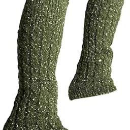 THE STYLE SUTRA Ice Skating Leg Warmers High Footless for Women Over The Boot Workout Green-48