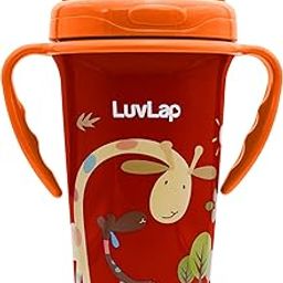 LuvLap Tiny Giffy Sippy Cup, Silicone Straw, BPA Free, 300 ml 18m+ (Orange)-13