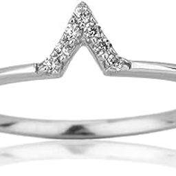 925 Sterling Silver-Women Rhodium-Plated V-Shaped CZ-Studded Finger Ring-image-46