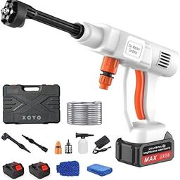 XOYO Upgraded Cordless Pressure Washer, 900PSI Portable Power Washer | 2000mAh Double Battery Powered | 6-in-1 Nozzle High Pressure Washer Gun, Handheld Pressure Washer for Car,Home,Garden-12