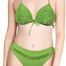 One-Piece Shorts Women's Summer Beachwear| Push-up Sporty Swimwear| Lingerie Cutout & Tie Back| Undergarments with Golden Straps| Bra Panty Set| Gift for Honeymoon_Green-image-93