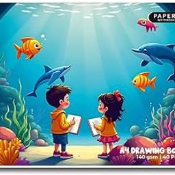 PaperO A4 Drawing Book for Kids – 40 Natural Shade Blank Pages | 29.7 x 21 cm | Plain Sketch Book for Students, Artists & Children | Ideal for Sketching, Coloring & Painting (Kids Aquarium Theme)-11