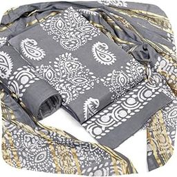 Women's Rajasthani Jaipuri Cotton Battik Print Hand Dyed Ethnic Daily Festival Office Suits Set Dress Material with Pure Cotton Gold Designs Dupatta-image-5