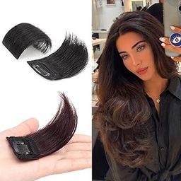 Bowiemall Clip in Hair Extensions Silky Straight Human Hair Double Weft One Piece Wiglets Hair Pieces for Thinning Hair Invisible Hairpin Add Women Hair Volume Black-31