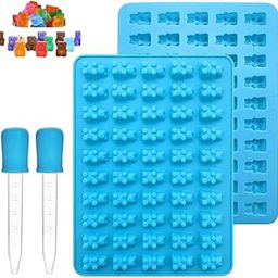 LEGACYCART 1 PC 50 Cavities Teddy Bear Gummy molds with 2 Droppers Chocolate Molds, Resin, Jelly, Ice Cube, Jello,Cake Decoration Nonstick Candy Mold, Used for Jelly(Pack of 2)-image-88