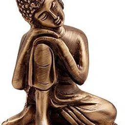 eCraftIndia Resting Buddha on Knee Metal Showpiece (7.5 cm x 5.38 cm x 9.38 cm, Brown, AGB506)-image-69