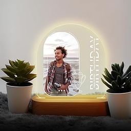 MerchX Personalized,Customized Tabletop Photo Frame Acrylic Printed Happy Birthday LED Table Lamp/Plaque Personalised with Birthday Decoration/Gift for Family,Friend & Special one Design-116-image-86