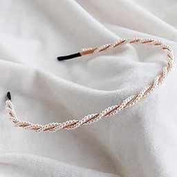Wedding Hair Bands Twist Pearl Headbands White Beaded Hair Hoop Bride Hair Accessories for Women and Girls-40