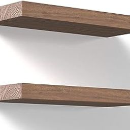 OGNIJA Floating Wall Mounted 17-Inch Thick Handmade Set of Dark Brown Wooden Shelves, Natural Rustic Farmhouse sheesham Wood (Rosewood) for Kitchen, Bathroom, Bedroom Decor (Set of 2)-picture-31
