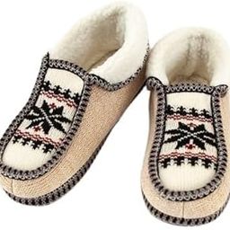Women's Knitted Nordic Woolen Slippers with Moose Pattern & Fleece Lining | Anti-Skid Indoor & Outdoor Home Slippers-image-45