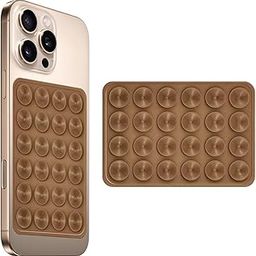 R N Suction Phone Case, Phone Suction Sticker, Silicone Suction Phone Case for Hands-Free Mobile Accessory Holder Grip, Video Phone Accessory Compatible Mirror. Brown-image-94
