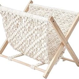 UJEAVETTE Macrame Magazine Rack Folding Boho Storage Holder for Office Dorm Essentials 23x22x28cm-31