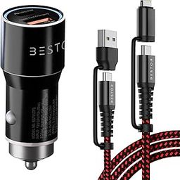 Bestor 125W Car Fast PD Charging with Dual Output, Type C PD(45W), and USB Port(80W), BIS Certified, Compatible All Smartphones, Laptops, Other USB Devices & Free 4 in 1 Charging & Lightening Cable-image-19