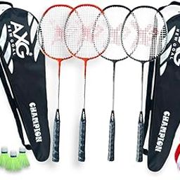 AXG NEW GOAL Isometric Champion Tenacious Wide Body Rackets (Set of 4) with Plastic Shuttles, Net and Cover Badminton Kit (Multicolor)-14
