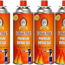 SHIPZEE 225G Refillable Butane Gas Canister - High-Performance Fuel for Lighters, Small Stoves, Flame Torches, Welding, Soldering, Food Baking, and Burners - Safety Release Device Included Pack of 4-10
