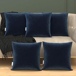 MY ARMOR Micro Fibre Square Pillow, Cushion for Sofa, Car and Decoration (12 x 12 inch or 30.5 x 30.5 cm (Pack of 5), Navy Blue Velvet Cover)-image-65