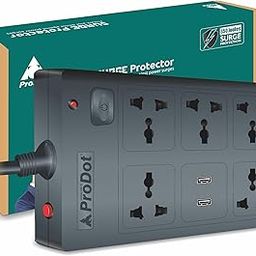 ProDot Power Spike Guard, Strip Surge Protector with Master Switch and 5 Outlets with 2 USB, Heavy Duty Extension Cord for Home, Office, Travel & Phone Charging (5 Meter)-64