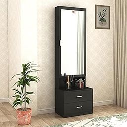 DesignFit Engineered Wood Dressing Table with Drawer and Door Storage Wooden Mirror Vanities Furniture for Bedroom Home Living Room (Dark Wenge)-image-27