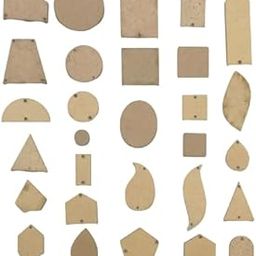 Advika Creations MDF DIY 30 Shapes Base -Plain Wooden Cutouts for Painting Wooden Sheet Craft, Decoupage, Earrings, Keychains,Tags, Fabric Jewellery,Resin Art Work & Decoration (DIY 60 Pcs MDF Base)-8