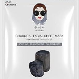 Muina Charcoal Facial Sheet Mask | Real Nature K-Beauty Mask Soothing · Rejuvenating · Tightens Pores | Made in Korea | 25ml-image-11