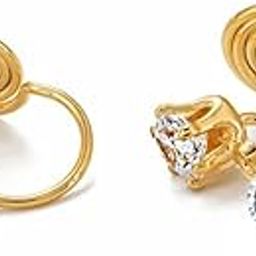 Gold Plated Spiral Design No-Piercing Clip-On Nose Ring/Ear Cuff Earrings Clip For Women And Girls (NR0269) 1 Pair-image-36