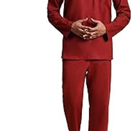 Anarva Men's Cotton 2 Pieces Set Ethnic Wear Shirt Long Sleeve And Casual Beach Pants Yoga Outfits-image-59
