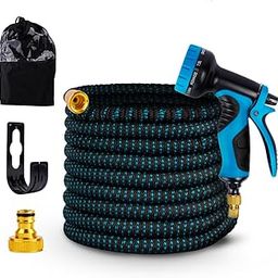GREEN DYNASTY Expandable Garden Hose, Lightweight Gardening Flexible Leak Proof Hose Pipe, Solid Brass Fittings | 3X Expanding Flexible Latex Water Hose with Spray Nozzle | Blue, 100 FT-image-37