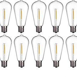 Pack of 10 Edison LED Light Bulbs, 0.6 Watt E17 Screw Base Replacement Bulb LED Shatterproof ST40 Clear Plastic Bulb Outdoor Patio ST40 Fairy Lights Warm White-7