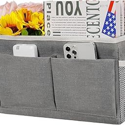 Frjjthchy Bedside Hanging Storage Basket Multi-Function Organizer Caddy for Headboards Bunk Beds Hospital Bed Dorm Rooms (with Pocket, Grey)-image-93