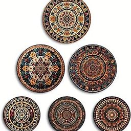 Magical Affair Bohemian Decorative Wall Plates – Set of 6 Vintage Mandala Pattern Wall Hangings for Home Decor-image-4
