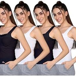 Renox India Women's Regular Fit Sleeveless Cotton Camisole Slip Spaghetti (Pack of 4)-image-19