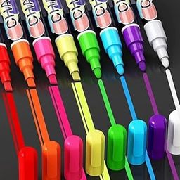 SCHMIDT Liquid Chalk Markers Pens-8Colors Washable & Wet Erase Neon Chalk Makers for Blackboard,Chalkboard Signs,Glass Window,School Kids Art-Erasable Window Markers for Cars-image-86