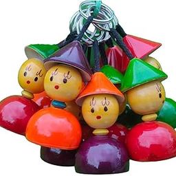 Channapatna Handcrafted Wooden Keychains Set of 10 pcs, Multicoloured Birthday Return gift-12