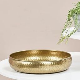 Latest and Antique Round Tealight Holder Traditional Potpourri Bowl Handcrafted Metallic Gold (Size 12 Inch) | Gold-image-97