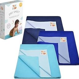 Tidy Sleep Instadry Anti-Piling Fleece Extra Absorbent Quick Dry Sheet for New Born Babies, Cotton Bed Protector Mattress Pack of 3 RBlue-NBlue-SBlue Small (70x50) cm-image-4