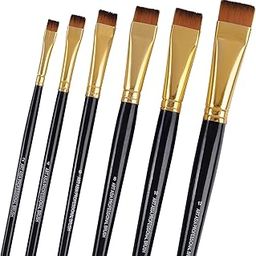 Art Asia Short Hair Flat Synthetic Painting Brush Set of 6pc for Watercolor,Acrylic & One Stroke Painting-14