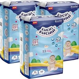 KUCHI KUCHHI Premium super soft baby diaper with a 3D bubble top and super absorbent core | Added active leak barriers and wetness indicators - XL Size, 126 Count-image-5