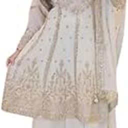 Quteanza Fashion Women's Embroidered Chinnon Silk Top Sharara And Duppata Suit Set, Traditional Design Sharara set // Ethnic Wear // Traditional Wear-image-66