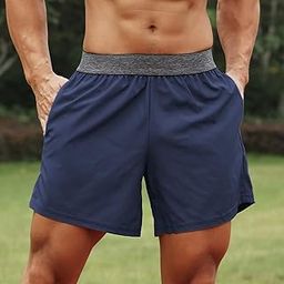 UniMarket® Men Sport Srts Elastic Waist Pocket Towel Loop Running Basketball Gym Atetic Loose Fit Quick-Dry Casusal Srts-image-20