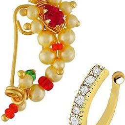 FASHION Marathi Maharashtrian nosepins ring stud without piercing Banu nath for Women & Girls.-43