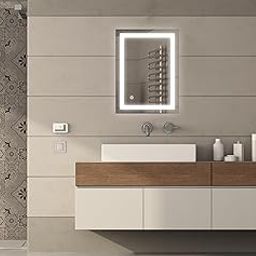 TRYOTONE - Rectangular Frameless LED Mirror – Wall-Mounted Smart Touch Sensor Mirror with Energy-Saving LED | Bathroom, Wash Basin & Vanity Mirror (18 x 24 inch)-30