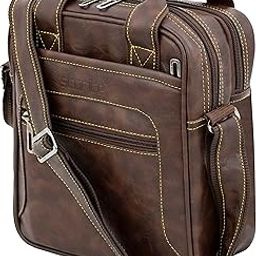 Large Stylish Pu Leather Sling Cross Body Travel Office Messenger One Side Shoulder Bag With Adjustable Strap For Men & Women, brown-8