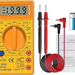 XIKKART Digital Mutimeter, Voltage Tester, Handheld Pocket Digital Multimeter for electronics AC/DC Voltage Current Resistance with Buzzer, Test Leads, 9v Baatery, Current Tester-10