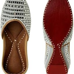 Grey Nazara Jutti for Women | Punjabi Jutti | Mojari for Ladies | Bridal Soft Leather Ethnic Juttis-image-77